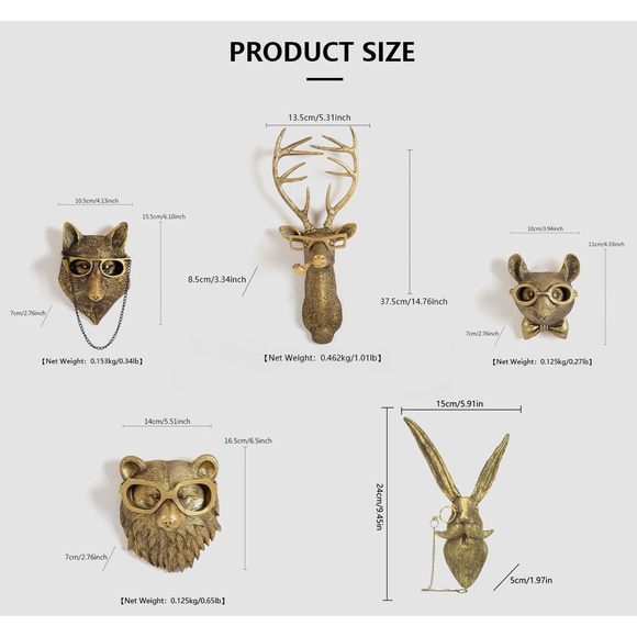 3d Animal Head Wall Mount Ornament, Animal Heads For Wall Art Hanging☺️ - Picture 4 of 7